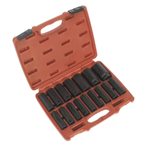 Image of Genuine SEALEY AK5816M Impact Socket Set 16pc 1/2Sq Drive Deep Metric