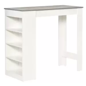 Image of HOMCOM Bar Table Coffee Table Kitchen Dining Table with 4-Tier Storage Shelf for Kitchen, Dining Room, Living Room, Grey