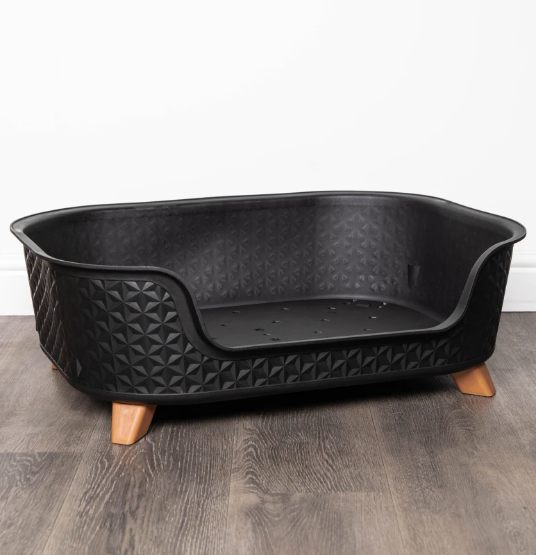 Image of 77cm x 58cm Black Plastic Raised Pet Basket with Legs