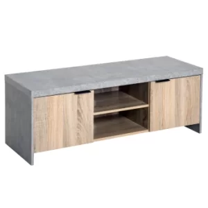 Image of HOMCOM 1.2M Wooden TV Stand Cabinet Home Media Center DVD CD Storage Unit Entertainment Station Living Room Furniture-Grey
