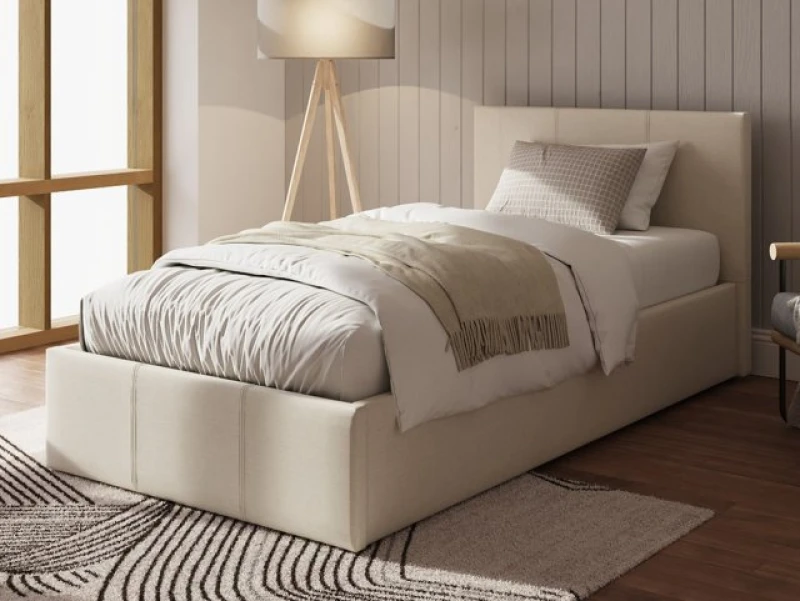 Image of GFW Ecuador 3ft Single Natural Hopsack Fabric Side Lift Ottoman Bed Frame