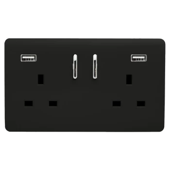 Image of Trendi Switch 2 Gang 13Amp Double Socket & 2 USB Ports - Black