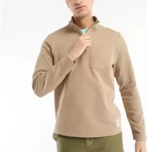 Image of Barbour 55 Degrees North Mens Broughton Half Zip Sweatshirt - Military Brown - L