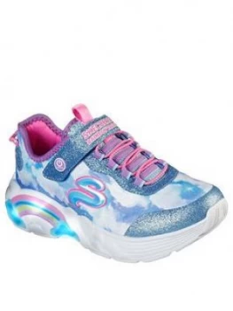 Image of Skechers Girls Rainbow Racer Lights Trainer - Blue
