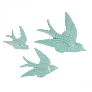 image of Sass & Belle Swallow Wall Decorations Duck Egg (Set of 3)