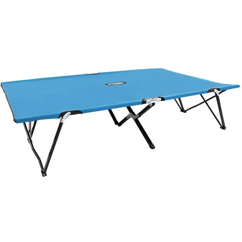 Image of VIDAXL Two Person Folding Sun Lounger Blue Steel Vidaxl 8720286073025