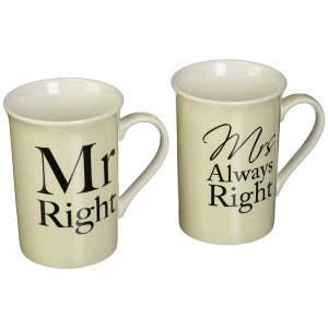 image of Mr & Mrs Right Mugs Set 2 By Lesser & Pavey