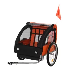Image of 2-Seat Child Bike Trailer Bicycle Wagon for Kid with Seat Belt Hitch Coupler