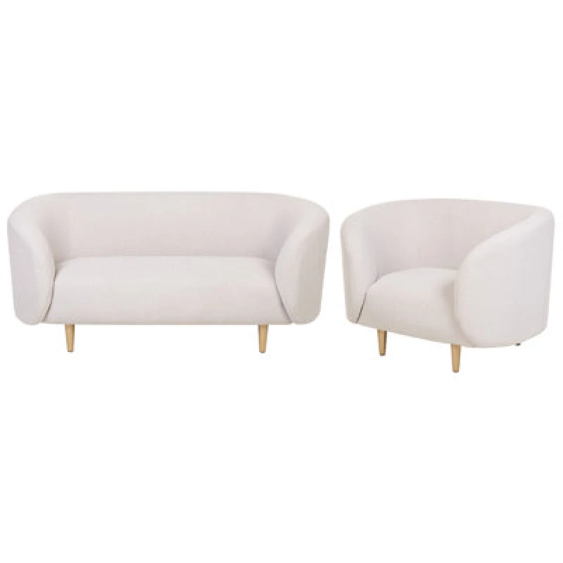 Image of Beliani Living Room Set 3 Seater Loen Fabric Light Beige
