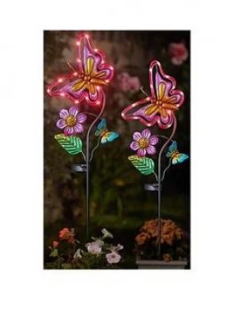 image of Smart Solar 2Pk Flutterbella Garden Stake Lights