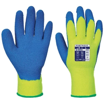 image of A145Y4RXL - sz XL Cold Grip Glove - Yellow/Blue - Portwest