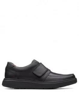 Image of Clarks Un Abode Strap Shoes - Black Leather, Size 10, Men