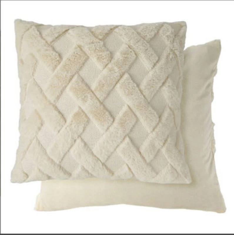 Image of New Edge Blinds Newton Cross Hatch Collection Soft Touch Cushion Cover in Cream Size: 43cm x 43cm Cream Unisex 43cm x 43 cm
