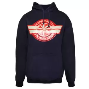 image of Captain Marvel Womens/Ladies Logo Hoodie (M) (Navy)