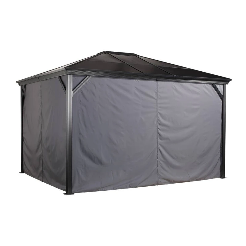 Image of Rowlinsons Curtains for Sojag Verona Gazebo 3m x 3.7m - L370 x W300 x H195.99cm in Grey Grey Unisex