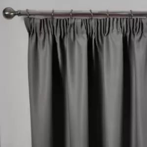 image of Dreamscene Pair Of Pencil Pleat Blackout Curtains Thermal Ready Made Pencil Pleat - Charcoal Grey 46" X 54"