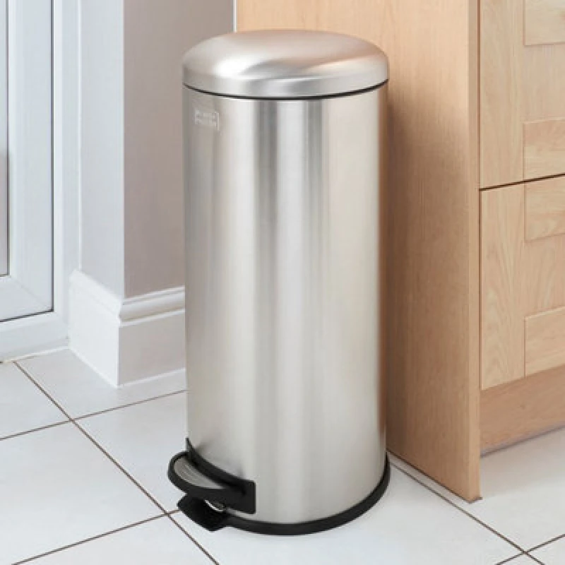 Image of Black + Decker 30L Dome Lid Pedal Bin - Stainless Steel