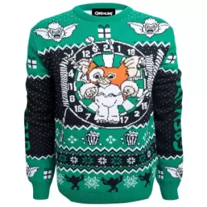 Image of Gremlins Stripe Christmas Knitted Jumper - Navy - XS