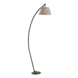 image of Onli Susi Arc Floor Lamp, Brown Fabric Shade