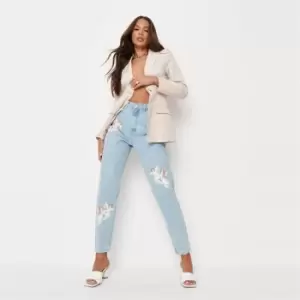 Image of Missguided Cherub Print Riot Mom Jean - Blue