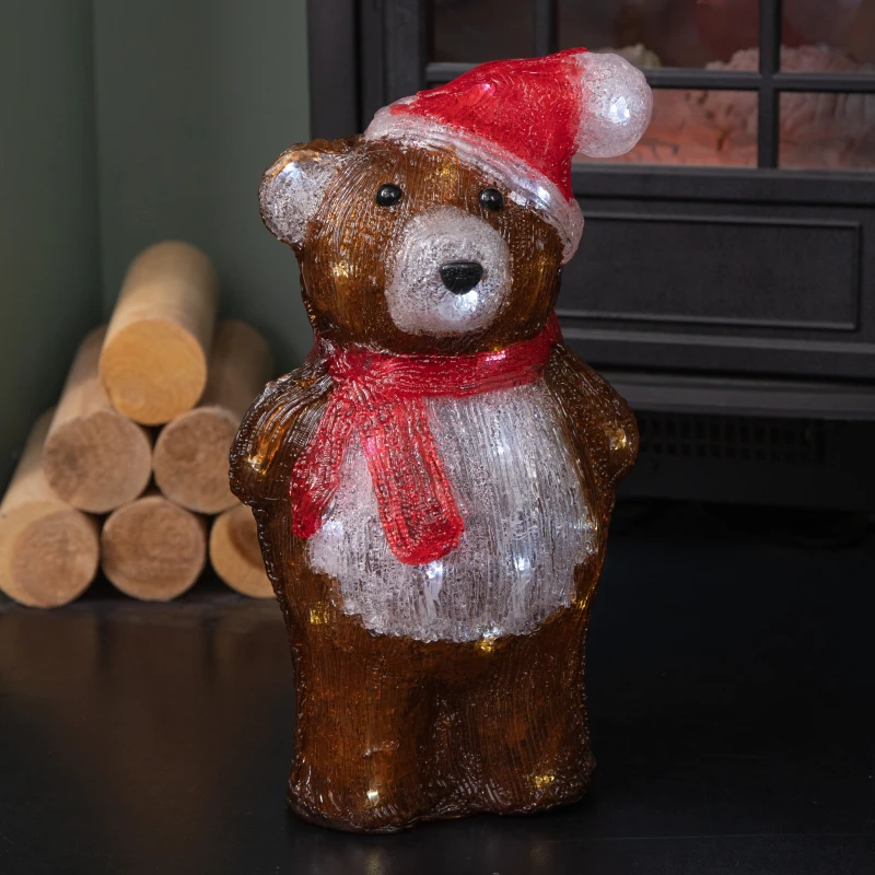 Image of 34cm Battery Operated Light up Christmas Ice Teddy with Cool White LEDs
