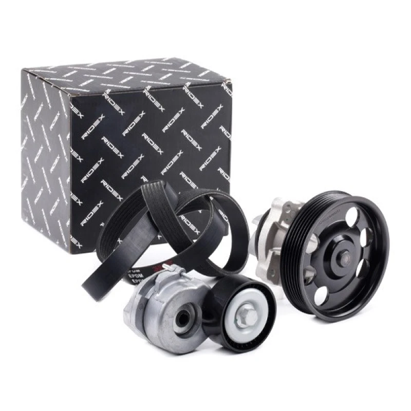Image of RIDEX 4172P0082 Water Pump + V-Ribbed Belt Kit with water pump Water Pump + V-Ribbed Belt Kit (4172)