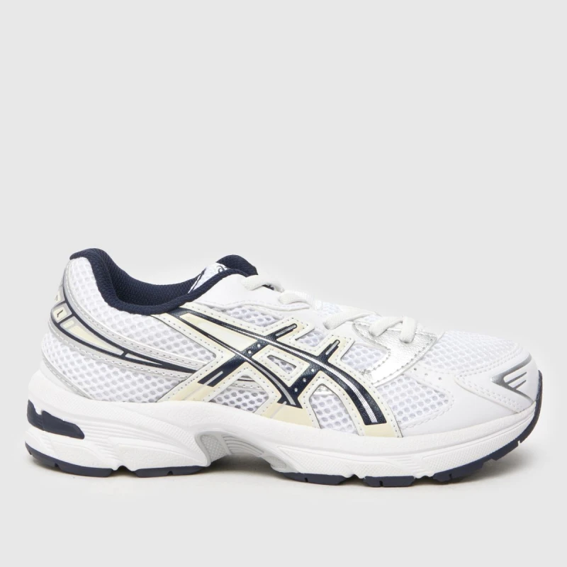 Image of ASICS White & Navy Gel-1130 Junior Trainers White & Navy UK 1 (EU 33½)