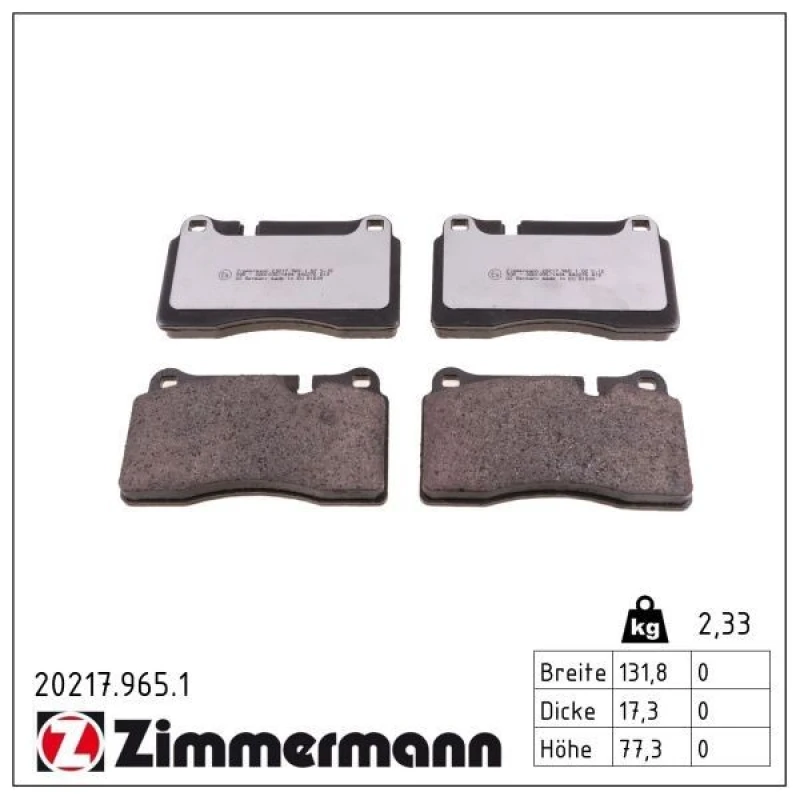 Image of ZIMMERMANN Brake pad set ZIMMERMANN 20217.965.1
