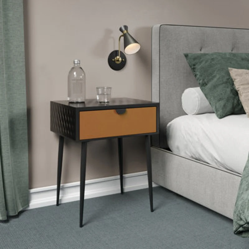 Image of Core Jupiter 1 Drawer Copper Metal Bedside Table