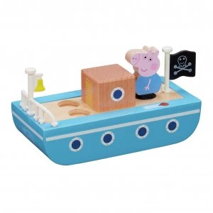 Image of Peppa Pig Peppa's Wood Playboat and Figure Playset