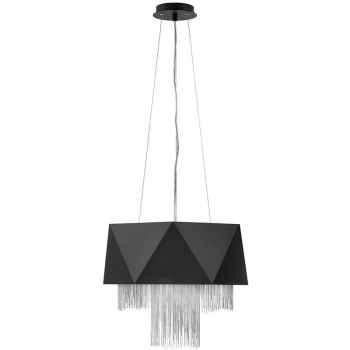 Image of Elstead - Zuma 6 Light Pendant, Satin Black, Silver, E27
