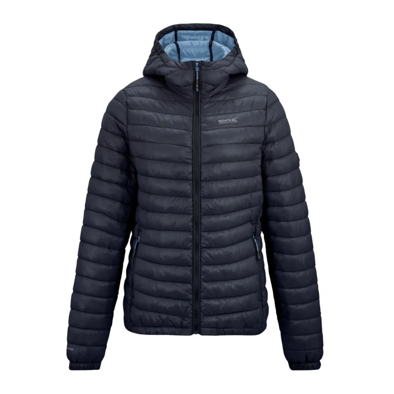 Image of Regatta Womens Hurden Hooded Lightweight Quilted Jacket in Mid Navy Size: 16 Mid Navy Female 16