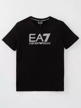 Image of Boys, EA7 Emporio Armani Childrens Visibility Logo T-Shirt - Black, Size 8 Years