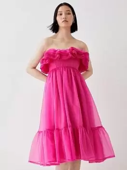 Image of COAST Ruffle Organza Mini Dress - Pink, Size 16, Women