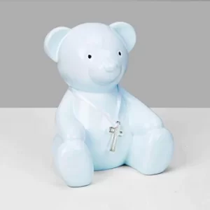 image of Bambino Blue Metal Teddy Bear Money Box