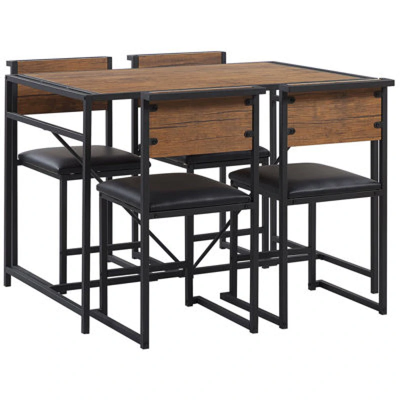 Image of Beliani Dining Set Burton Brown/ Black 4 Seater