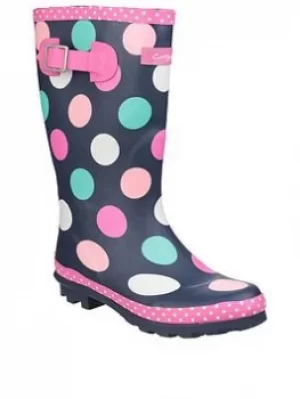 image of Cotswold Girls Spotty Wellington Boots, Multi, Size 1 Older