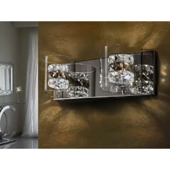 image of Schuller Lighting - Schuller Flash - 2 Light Crystal Wall Lamp Chrome, G9