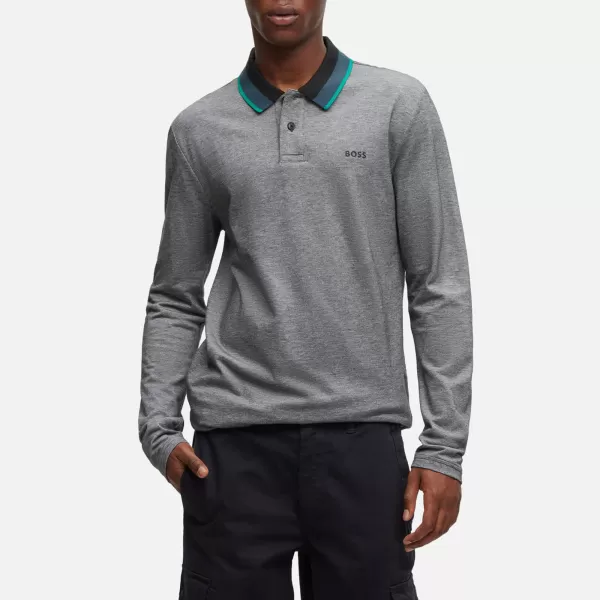 Image of BOSS Orange Mens Peoxfordlong_1 Long Sleeved Polo Shirt - Black - L