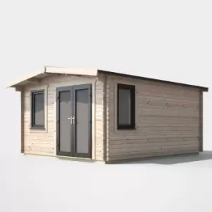 image of Power 16' x 12' Chalet Log Cabin - Right Side Double Door