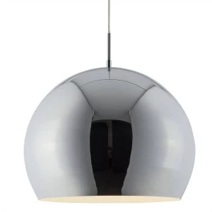 Image of 1 Light Dome Ceiling Pendant Chrome, White, E27