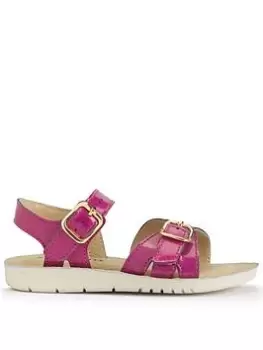 Image of Start-rite Enchant Pink Glitter Patent Leather Adjustable Sandals - Pink, Size 10 Younger