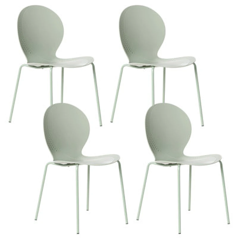 Image of Beliani Set Of 4 Garden Chairs Milos Stacking Light Green