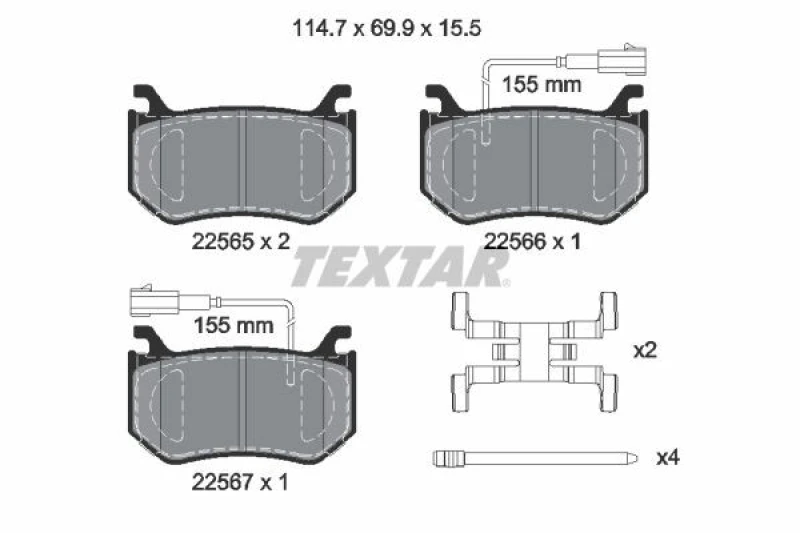 Image of Brake pad set TEXTAR 2256501
