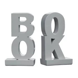 Image of Premier Housewares 'Book' Bookends Set of 2 - Polyresin Grey High Gloss