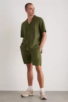 image of Mens Khaki Linen Shorts