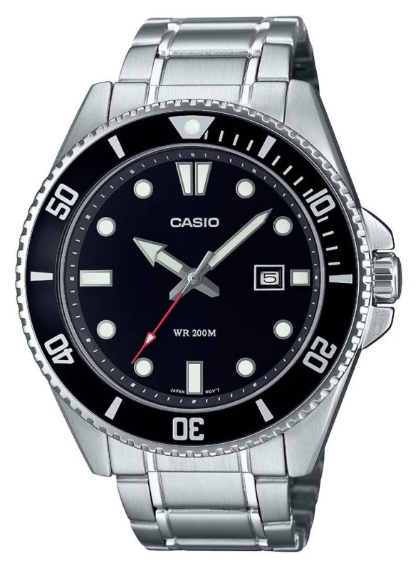Image of Casio Casio Mens Stainless Steel Black Dial Silver Strap Watch