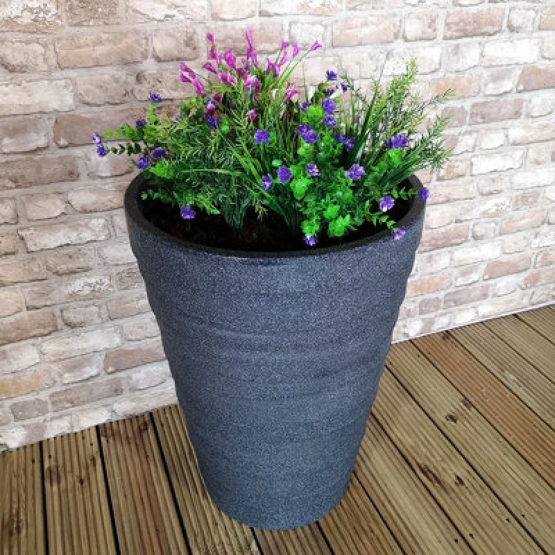 Image of Medium Grey Charcoal Effect Garden Trojan Plant Pot 56cm Tall 38cm Wide