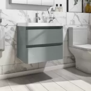 image of 600mm Light Grey Wall Hung Vanity Unit with Basin - Pendle