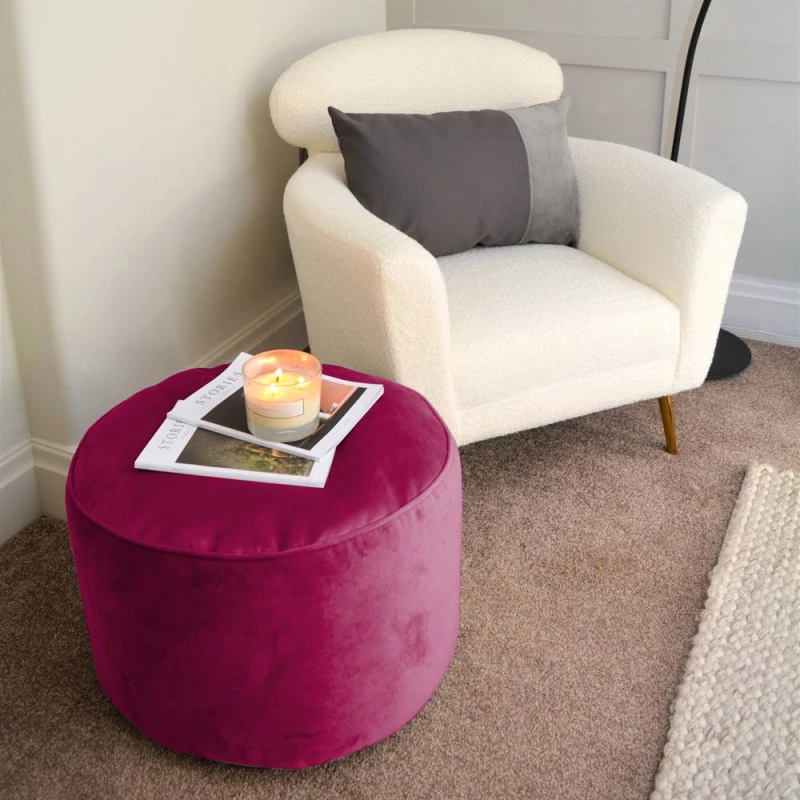 Image of rucomfy Beanbags rucomfy Velvet Pouffe - Cerise Pink 060-POU-CPNK